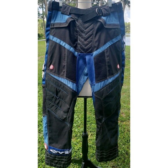 Evil Padded Paintball Pants Adjustble Black Blue Sz Adult Small 36x29 Cargo RARE - Picture 1 of 16